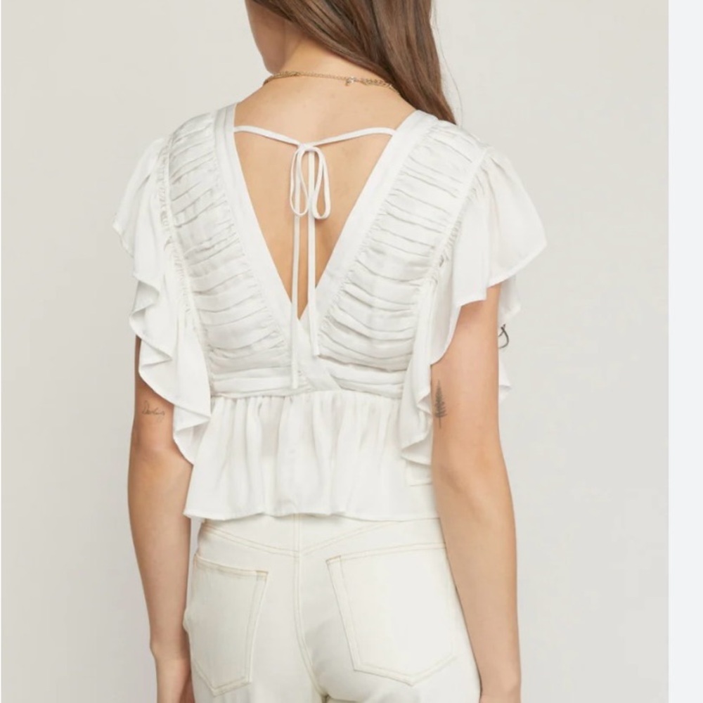White Ruffle Top - Picture 2 of 4